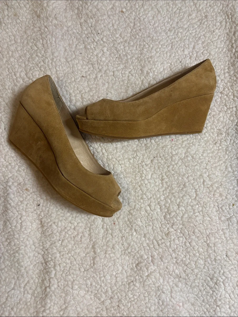 Michael Kors peep toe wedge heels suede women's 8